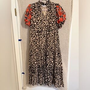 THML Leopard Print Dress with Red Accents